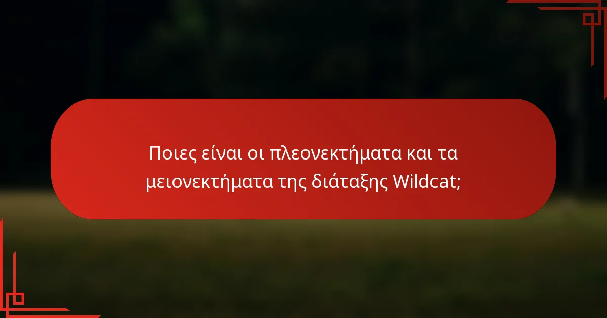 Ποιες είναι οι πλεονεκτήματα και τα μειονεκτήματα της διάταξης Wildcat;