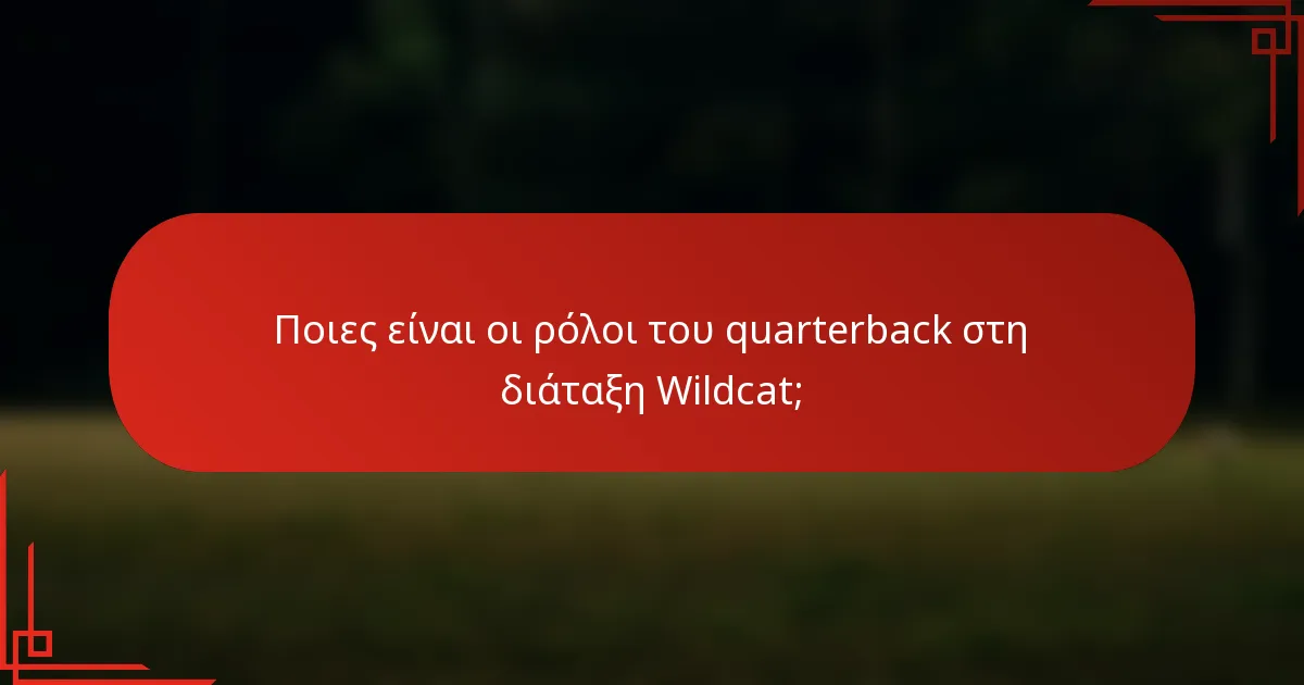 Ποιες είναι οι ρόλοι του quarterback στη διάταξη Wildcat;